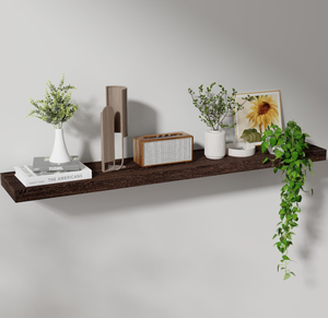 lot 113 image: Axeman Floating Shelves, Deep Rustic Solid Wood Wall Shelves for Storage