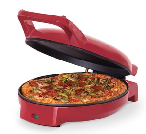 lot 121 image: Dash 12 Pizza Griddle, Red - Personal Pizza Maker with Dual Cooking Surfaces, Nonstick & 450°F Heat