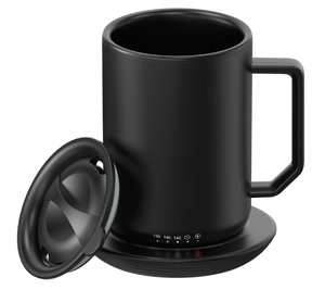 lot 369 image: LOT OF 3 Mainstays Warming Coffee Mug, 12oz. Stainless Steel Coffee Mug with Mug Warmer Coaster and Lid