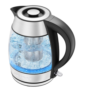 lot 373 image: LOT OF 2 Chefman Fast Boiling 1.8L Electric Glass Kettle, Removable Tea Infuser, LED Lights, Stainless Steel