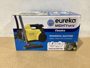 lot 678 image: Eureka Mighty Mite Bagged Canister Vacuum Electric, 1560W, 20ft Cord, 6.5ft Hose, Washable Foam Filter, Hard Floor & Carpet