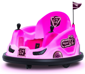 lot 34 image: 6V Pink Glow Bumper Car, Battery Powered Ride on for Children by Flybar, Ages 1.5, 66lbs, 1mph