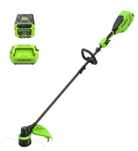 lot 66 image: Greenworks 60V 16 Carbon Fiber Shaft String Trimmer with (1) 2.5 Ah Battery & 3A Charger