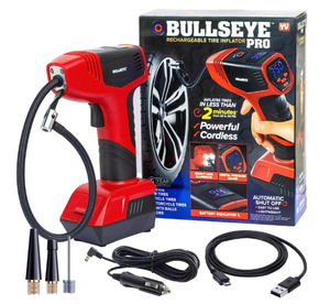 lot 421 image: Bullseye Pro Tire Inflator 150 PSI Electric Air Compressor Portable Air Pump Car Bike LED 12V DC