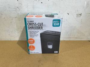 lot 473 image: PenGear 12-Sheet Cross-Cut PaperCredit Card Shredder with 5.5 Gallon Bin
