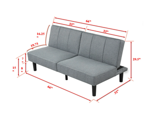 lot 58 image: Mainstays 66 Studio Futon, Gray Linen Upholstery