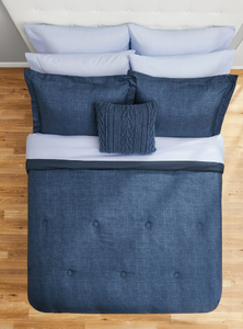 lot 505 image: Mainstays 10 Piece Navy Bed in a Bag Comforter Set with Sheets, Full