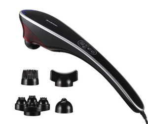 lot 238 image: Brookstone Handheld Percussion Body Massager, 4 Vibration Modes, 5 Interchangeable Heads
