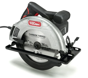 lot 580 image: Hyper Tough 12 Amp Corded 7-14 Inch Circular Saw with Steel Plate Shoe, Adjustable Bevel