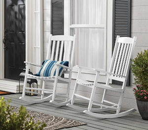 lot 670 image: 2PCS Mainstays Outdoor Wood Porch Rocking Chair