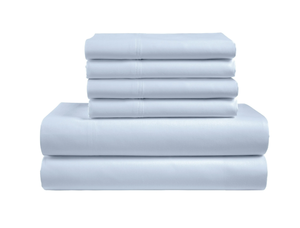 lot 277 image: Color Sense 6-Piece 800 Thread Count Light Blue Cotton Rich Adult Bed Sheet Set, Queen - Deep Pocket