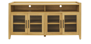 lot 705 image: Better Homes & Gardens Reading Refined Farmhouse TV Stand for TVs up to 65, Light Honey Finish
