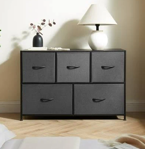 lot 709 image: Mainstays 5 Drawer Fabric Storage Dresser for Bedroom
