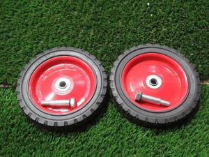 lot 84 image: Pair of 2 - 7x1.5 RubberMetal Wheel - Red - 12 Center Hole