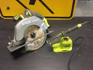 lot 144 image: Ryobi One 18V Cordless 7 14 Saw & Soldering Iron - Tools Only
