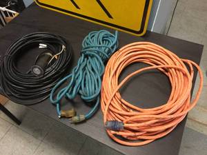lot 146 image: 3 Longer Heavier Extension Cords - Need Plugs