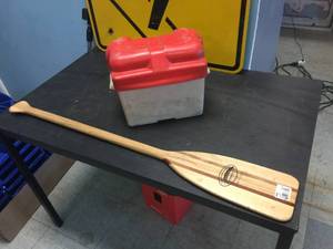 lot 215 image: Battery Box and Wooden Paddle 3 12 Ft