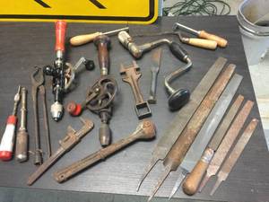 lot 256 image: Vintage Hand Tools - Drills - Brace - Files