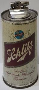 Schlitz 12 OZ Beer Can Lighter 1962 & Music Box with a Catchy Jingle *Vintage (View Photos)
