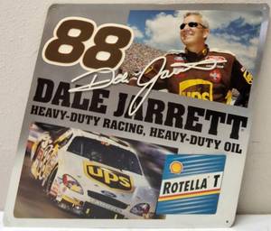 lot 28 image: Dale Jarrett 88 NASCAR Driver Metal Sign Heavy-Duty Racing, Heavy-Duty Oil (View Photo)