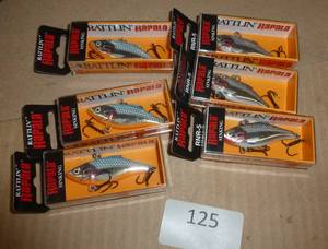 lot 125 image: SIX Ratllin Rapala lures - 3 Silver Blue and 3 Silver color