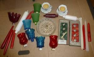 lot 135 image: Group of candles and holders