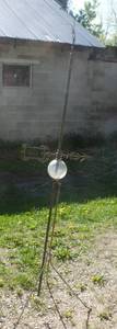 lot 134 image: Lightning Rod post with clear glass ball, sign holder and star