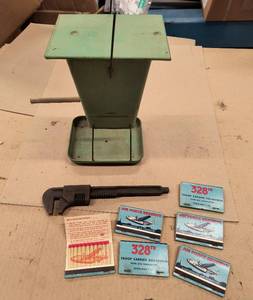 lot 186 image: Vintage Bird feeder, Ford wrench, 328th Air Force Squadron matches
