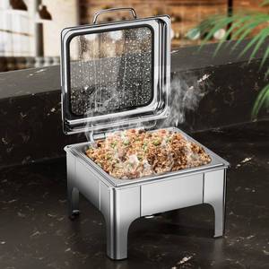 lot 3 image: KScocina 6 Quart Square Stainless Steel Chafing Dish