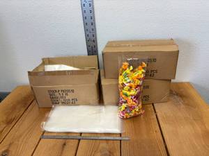 lot 6-E2025 image: 3 Cases, 5x10, 2 mil, Clear, Plastic Bags, Open Top, 1,000 Bags per Case Total 3,000 Bags in This Lot Item #PB20510