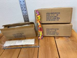 lot 7-E2025 image: 3 Cases, 2x10, 2 mil, Clear, Plastic Bags, Open Top, 1,000 Bags per Case Total 3,000 Bags in This Lot, Item #PB20210
