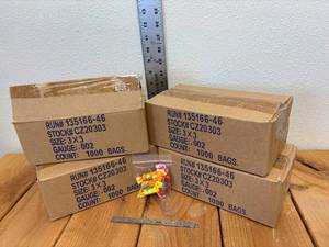 lot 47-E2025 image: 4 Cases, 3x3, 2 mil, Clear, Plastic Bags, Zip Lock Top, 1,000 Bags per Case Total 4,000 Bags in This Lot, Item #CZ20303