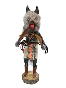 lot 35 image: Handmade Signed Native American Kachina Figure #1 - Wolfman - Signed Mitchell