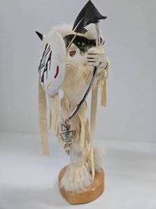 lot 36 image: Handmade Signed Native American Kachina Figure #2 - Buffalo Warrior - Signed V.M. 