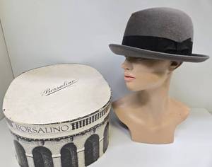 lot 39 image: Excellent Vintage BORSALINO Italian Fur Diamonte Fedora Hat wBox