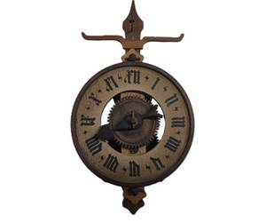 lot 44 image: Great Looking Vintage Swiss BOTT All Wood Gear Clock 