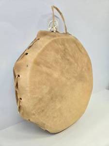 lot 99 image: Very Nice Handmade Double Sided Animal Hide Drum