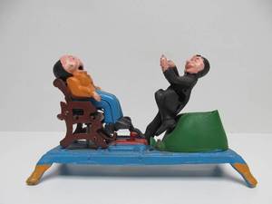 lot 23 image: Working Antique Style Cast Iron Mechanical Coin Bank - The Dentist