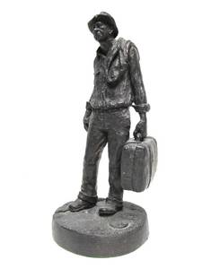 lot 27 image: Signed Vintage Figural Sculpture by Michael Garman - Man wSuitcase