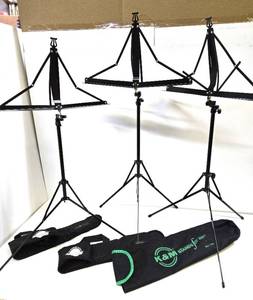 lot 165 image: Lot of 3 KHM Portable Folding Music Stands wCases