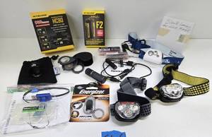 lot 172 image: Excellent Estate Lot of Head Lamps Flashlights Magnifiers etc