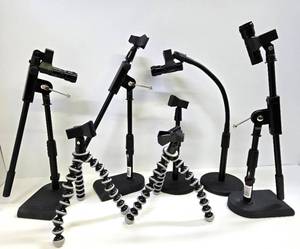 lot 186 image: Group of Production Microphone etc Desk Stands - Desk Boom etc