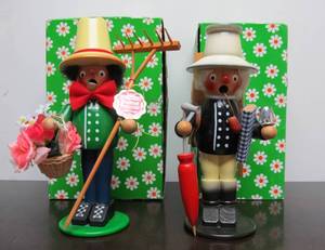 lot 221 image: 2 Like-New in Original Box Wooden German Smoker Dolls by Steinbach