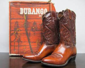 lot 216 image: Nice Vintage Mens DURANGO Leather Cowboy Boots wBox - Size 9.5M