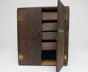 lot 259 image: Vintage Folk Art Fruit Crate Wood Cabinet wDrawers 