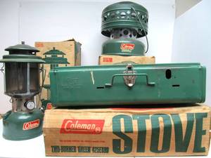 lot 271 image: Old COLEMAN Camping Lot - Lantern, Heater & Stove