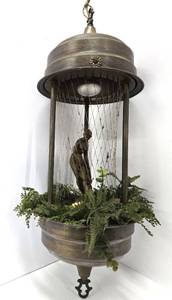 lot 281 image: Working Vintage Victorian Maiden Hanging Rain Lamp