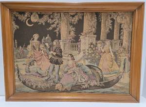 lot 282 image: Old Vintage Framed Victorian Scene Tapestry