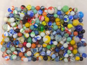 lot 311 image: Larger Estate Lot of Old Vintage Marbles in Canning Jar