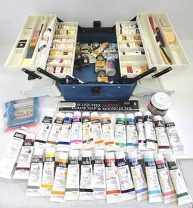 lot 329 image: HUGE Lot of Assorted Paints in Large Storage Box
